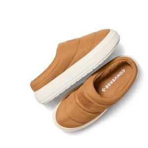 Converse Tan Quilted Slip-On Platform mules